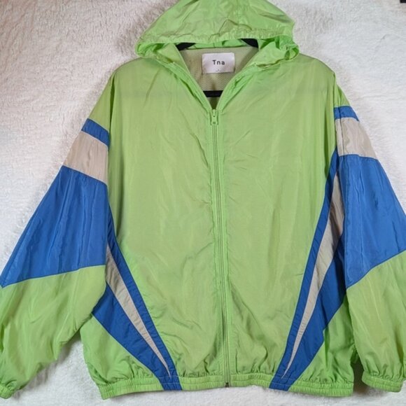 TNA Lime and Royal Blue Hooded Jacket Oversized - Picture 1 of 3